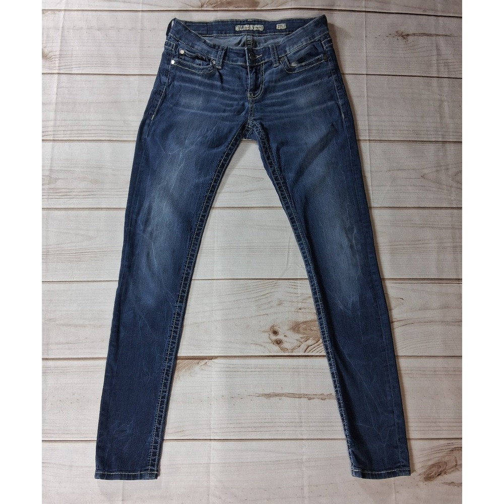 BKE Denim Sabrina Skinny Jeans Womens Size 27x33 Dark Wash Stretch Low Rise
